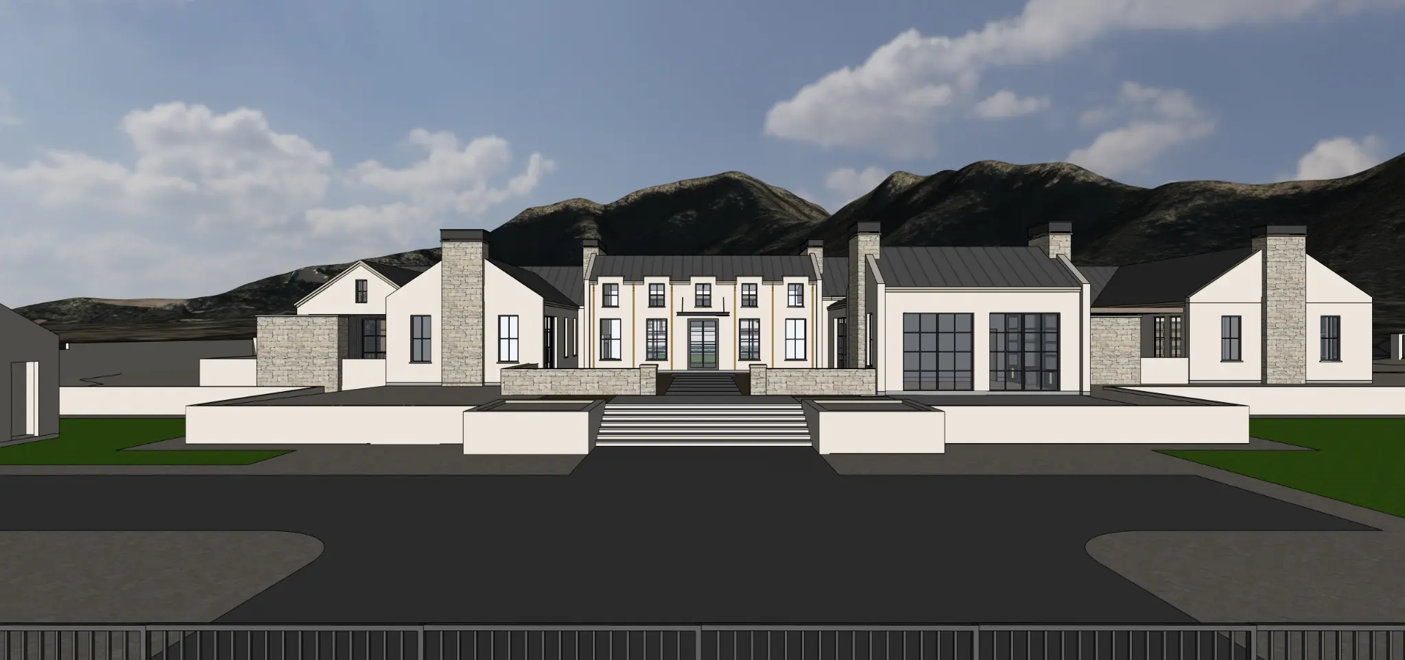 3D architectural model with Mummy Mountain backdrop